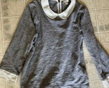 J Crew Gray Knit Cream Peter Pan Collar Women&#39;s Blouse Size Medium 3/4 S... - $24.12