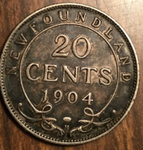 1904 Newfoundland Silver 20 Cents Coin - £60.67 GBP