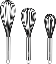 Nilehome Whisk Commercial Whisks Stainless Steel &amp; Silicone Non-Stick Co... - £9.65 GBP