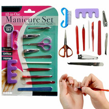 24Pc Manicure Set Pedicure Nail Care Clipper File Cuticle Cleaner Brush Grooming - £11.00 GBP