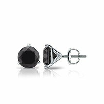 Round Cut Heat Treated Black Enhanced Diamond Martini Stud Earrings 14K Gold - £45.10 GBP