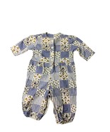 Vintage Miniwear Girls 6 9 Months Blue Patchwork Jumpsuit Romper Long Sl... - $38.61