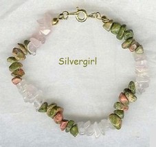 Gemstone Chip Bracelet, Clasp, Stretch, Rose Quartz, Jade, Tigereye, more - $15.00+