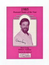 POSTCARD-1985 Postcard Dealer Of The YEAR- Dave Long - Elkhart, Indiana BK44 - £1.60 GBP