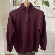 L.L. Bean Burgundy Cotton Quarter Zip Sweater M - $509.84 MXN