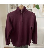 L.L. Bean Burgundy Cotton Quarter Zip Sweater M - €23,50 EUR