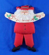 Vintage Cowboy Santa Ornament Gift Tag Happy Holidays Y&#39;all Cloth Fabric - £11.64 GBP