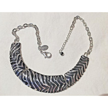 White House Black Market Silver Enamel &amp; Cz Zebra Necklace Sky - $32.08