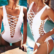 Womens One-Piece Swimsuit Bandage Bikini Bathing Swimwear Lace Up - £15.98 GBP