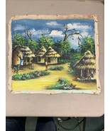 Vintage 1970s African Village Original Oil Painting Kenya Uganda Signed ... - $7,472.63 MXN