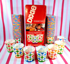 FaB New Old Stock 1970&#39;s Flower Power 5oz Colorful Kitchen Dixie Cups + ... - $37.62