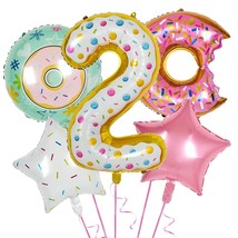 Donut Balloon Party Decorations With White Large Doughnut Number 2 Balloon Round - £15.81 GBP