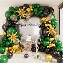 Green Black Balloons Arch Garland Kit-Metallic Gold Balloon Gold Explosion Star  - £23.28 GBP