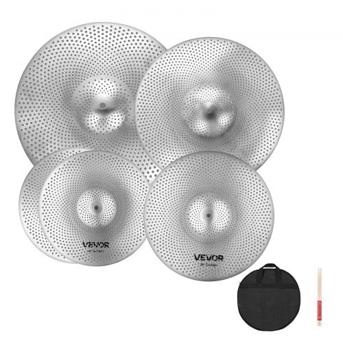 Low Volume Cymbal Pack, 4 Pieces Quiet Cymbals for Drum Set, Alloy Cymbals Drum
