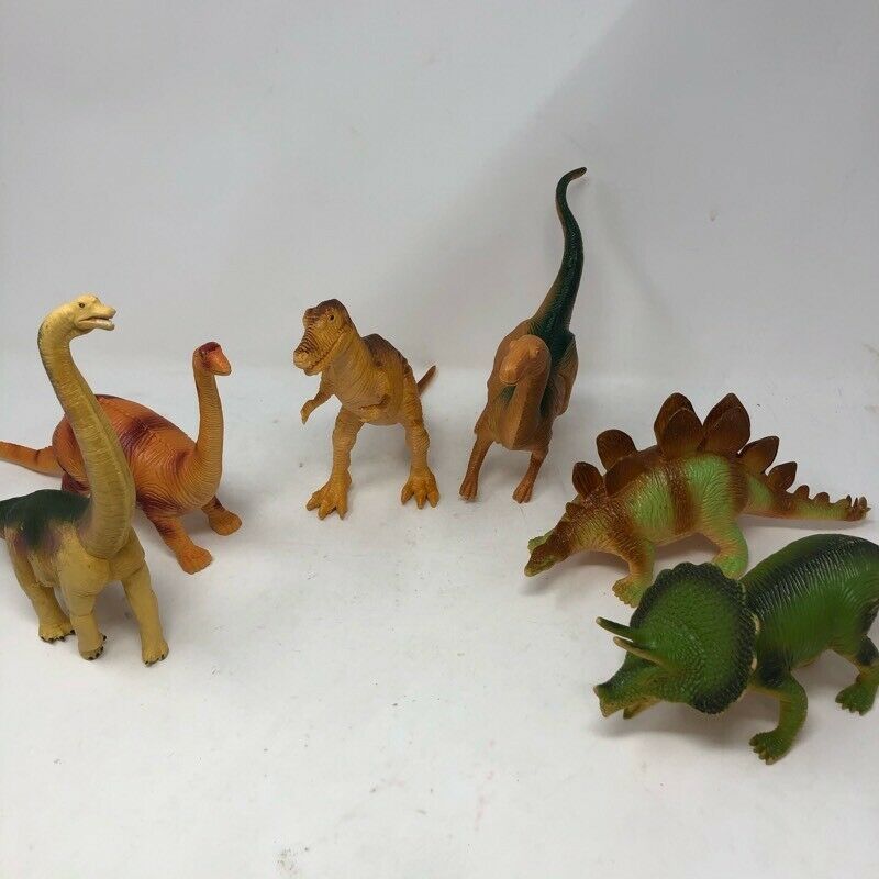 Safari Ltd 6 Pc Prehistoric & Dinosaur Figurines Stegosaurus Triceratops Vintage - $41.87