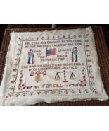 Vtg. Needlepoint Cross Stitch Sampler &quot;I PLEDGE ALLEGIANCE TO THE FLAG&quot; ... - €21,34 EUR
