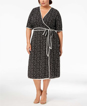 Fox &amp; Royal Womens Plus Size Printed Faux Wrap Dress,Pebbles,14 - £47.15 GBP