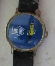 Vintage Mr. Peanut Jump Hour Dial Gold Tone Swiss made Watch Non-Working - £29.59 GBP