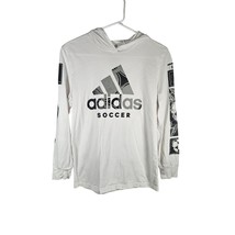 Adidas Boys Long Sleeve Hooded Tshirt Soccer Size Med 10/12 White Black ... - $15.41