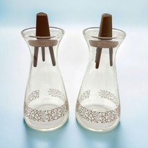 Vintage Pyrex Woodland Salt &amp; Pepper Shakers Clear Glass Brown Mid-Century w/Lid - £14.89 GBP