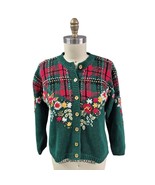 Vtg 1990s Sweater Pendleton Knockabouts Cotton Blend Tartan/Floral Cardi... - $106.72 CAD