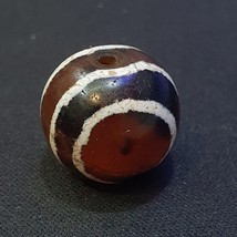 Eta-25 antique tibetan etched agate bead decorated carnelian beads - $55.20