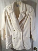 Wellington Fashions Womens White Career Coat Medium Kashmiracle Double Breasted - £12.44 GBP