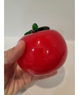 Vintage Retro Large Murano Style Art Glass Fruit - Hand Blown Red Tomato - $21.92 CAD