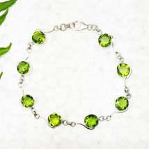 Gorgeous GREEN PERIDOT Gemstone Bracelet, Birthstone Bracelet, 925 Sterling Silv - £36.84 GBP