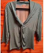 EUC LIZ CLAIBORNE Womens Turquoise-Black Blue Top Twisted Knot Stretchy ... - $14.84