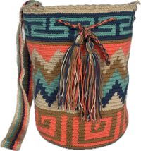 MINI Handmade Wayuu Crochet Tote Bag, Woven Mochila, Colombian Tribal Ba... - £60.62 GBP