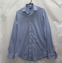 Peter Millar Blue White Plaid Gingham Long Sleeve Shirt Cotton Men&#39;s Sz ... - $26.54