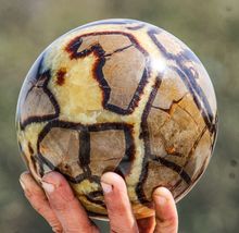 Large 140mm Yellow Septarian Crystal Quartz Healing Chakras Stone Sphere... - $421.05