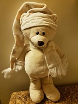 First &amp; Main 16&quot; Stuffed Plush Christmas Bear Puddin&#39; Gold Snowflakes Ha... - £4.40 GBP