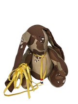 Handmade Brown Camouflage Jointed Bunny Rabbit Floppy Ears Stuffed Animal 9&quot; - $26.73