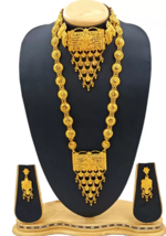 Bollywood South Indian Long Necklace Wedding Gold Choker Earrings Jewelry Set - £28.14 GBP