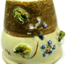 Vintage Thimble Bisque Raised Floral Hand Painted Signed &quot;NA&quot; - $24.98