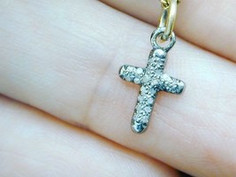 Gilt Sterling Uncut Diamond Cross Charm Necklace Signed Elodie - $29.99