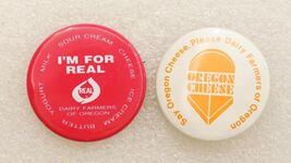 Vintage Pinback Buttons Dairy Farmers of Oregon Advertising I'm For Real... - $12.86