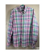 Ralph Lauren Pink Green Blue Long Sleeve Cotton Plaid Shirt Mens Size Large - $30.00