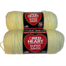 LOT of 2 Red Heart Super Saver Yarn Skeins Worsted #4, 7 oz Pale Yellow New 322 - £16.77 GBP