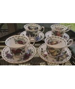 Vtg 1994 Royal Albert Covent Garden Fruit Series Footed Mug Cup &amp; Saucer X4 - $79.20