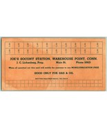 1940s Gasoline Punch Card Joe&#39;s Socony Standard Oil Station Warehouse Po... - $394.81 MXN