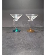 Royal Caribbean Martini Glasses, Asymmetrical Pedestal, Set of 2, Vtg Ba... - $24.16 CAD