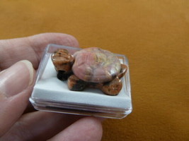 ann-tur-11) pink rhodonite + Jasper TURTLE tortoise GEM carving Pendant NECKLACE - £9.57 GBP