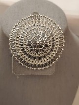 Sarah Coventry Large Round Ornate Filigree Silver Tone Brooch 2.5&quot; - £9.54 GBP