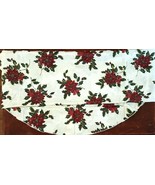 Poinsettia 60&quot; x 84&quot; Oblong Tablecloth Ivory W/Red and White Poinsettias - €11,62 EUR