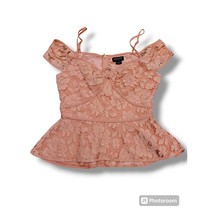 Marciano Open Shoulder Adjustable Straps Lined Lace Pink Top - Sixe XS - $30.88