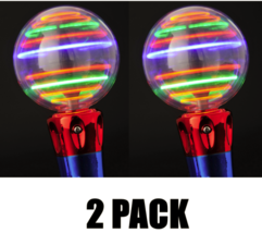 2 Pack Light Up Spinning Ball Flashing LED Magic Wand Show Spin Lights Toy Rave - £17.81 GBP