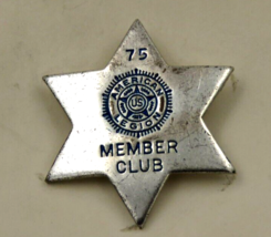 Vintage American Legion 75 Member Club Star Veteran Badge Pin - $183.60 MXN